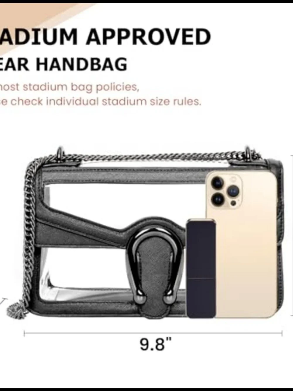 Clear PVC Vegan Leather Hobo Handbag Chain Strap Shoulder Bag
